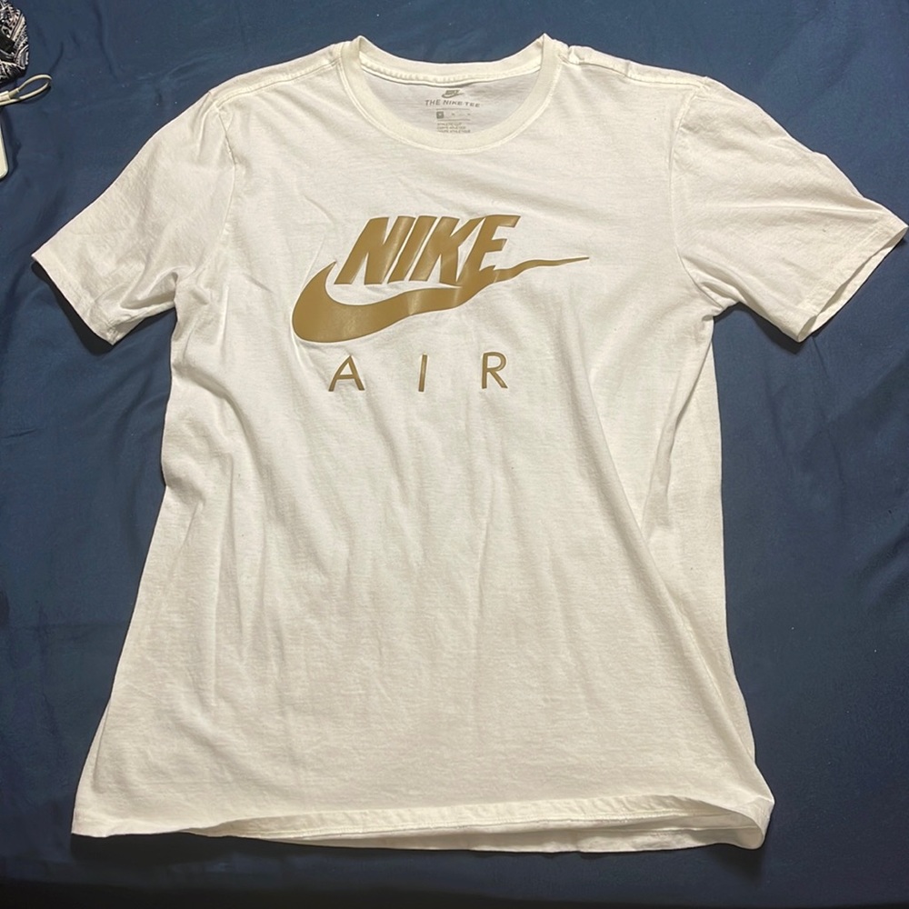 White Nike Shirt with gold writing